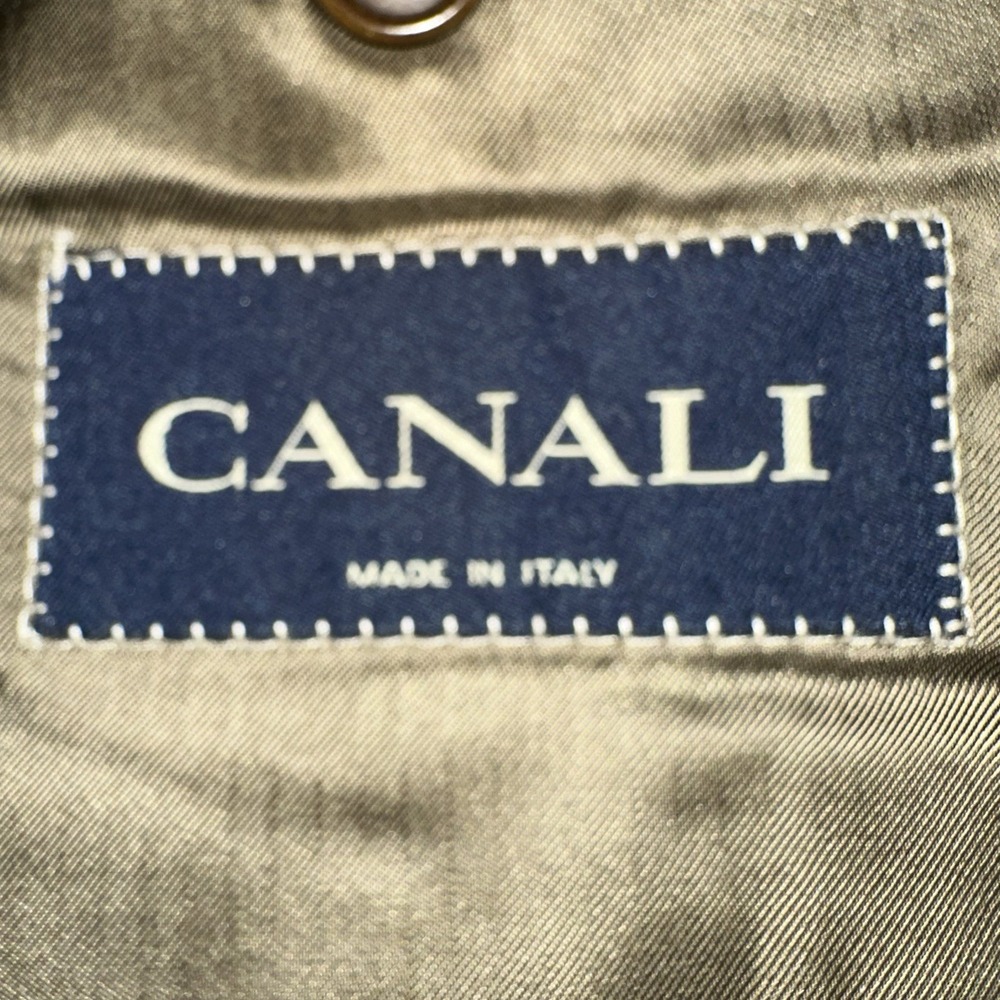 CANALI 46R Fratelli S120's Wool Micro Houndstooth Windowpane‎ Olive Green *flaw* - Picture 9 of 14